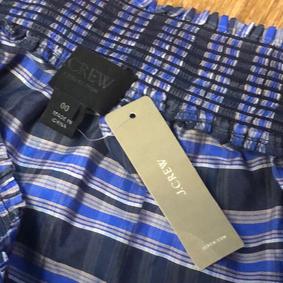 J. Crew Blue, Pink, and White Plaid Off Shoulder Silk Blouse Size 00 / XXS - Picture 9 of 9